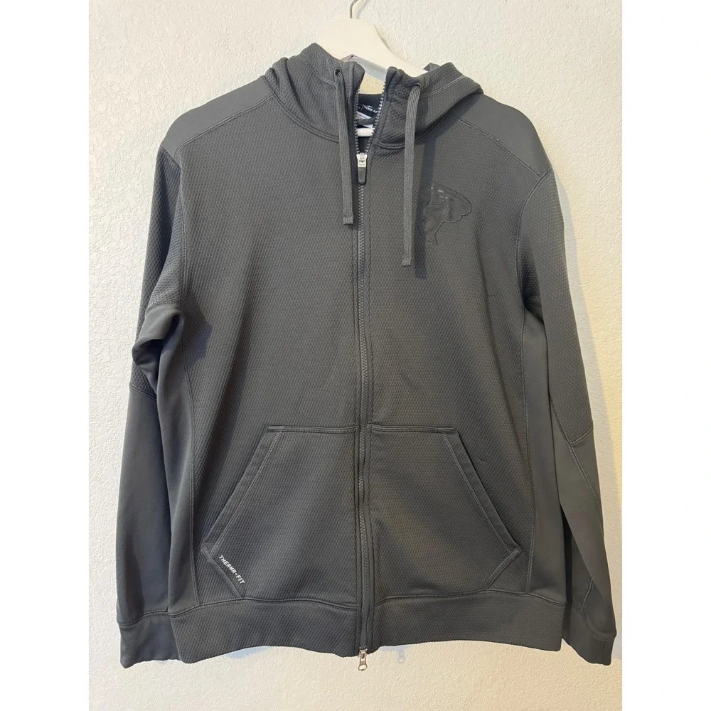 Nike Mens Atlanta Falcons Hoodie Sweatshirt Full Zip‎ Therma Fit Medium Gray